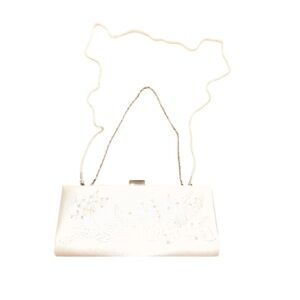 NWT Kate Landry Floral Beaded Clutch Crossbody Ivory White